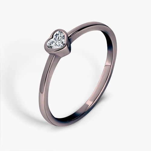 Pierścionek zaręczynowy Pure: czarne złoto, diament w szlifie serce